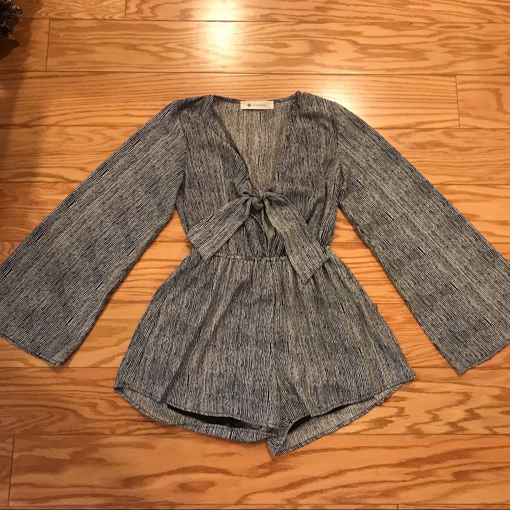 Bell Sleeve Tie Front Romper